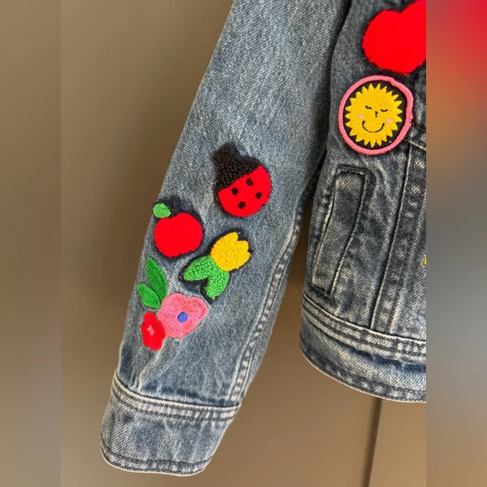 Hanna Anderson | Denim Jean Jacket with Colorful Patches | size 110 | 5